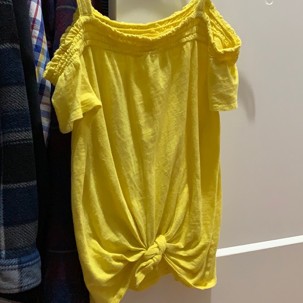 yellow cold shoulder top